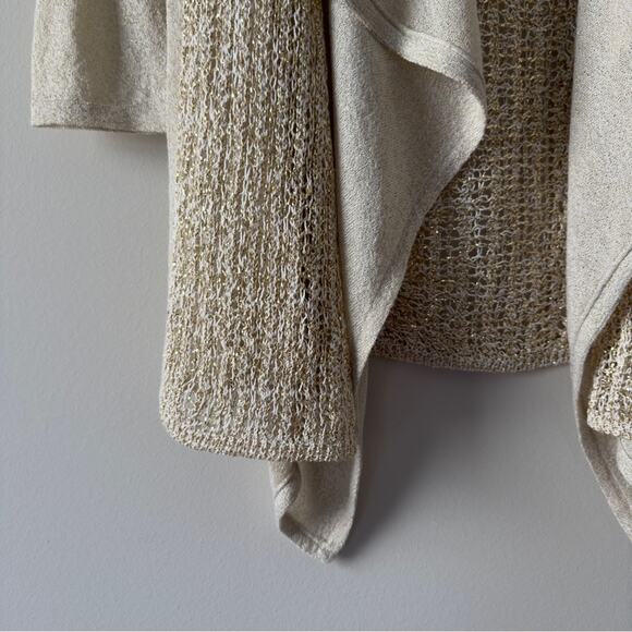 Cache metallic 3/4 sleeve open front cardigan knit sparkly fall winter autumn M - Picture 3 of 12